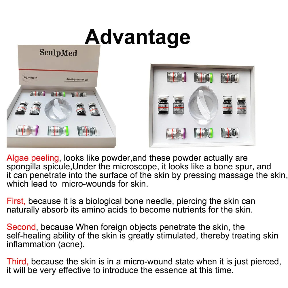 Algae Peel Family Herbal Sponge Combo Kit Hydrolyzed Spongilla Spicules Acne Remover Skin Whitening Suero Para De Algas Marinas